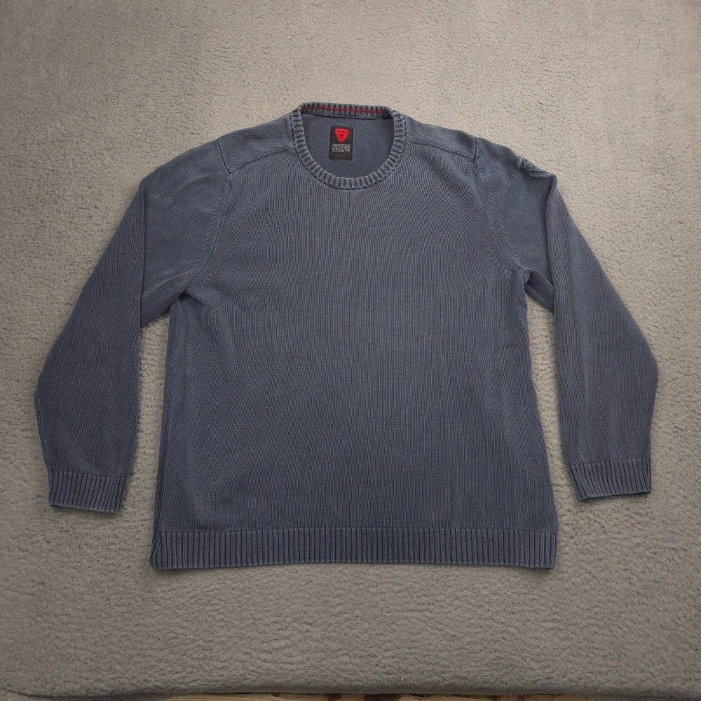 Strellson Stanford-R Men XXL Blue Cotton Knit Sweater Pullover Crewneck‎